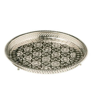 Bandeja marroquí de alpaca grabada con patas