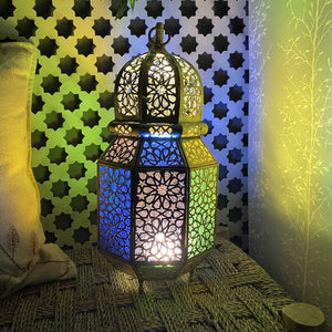 Lanterne octogonale arabe en laiton 38 cm | Lampes arabes