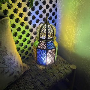 Lanterne octogonale arabe en laiton 38 cm | Lampes arabes