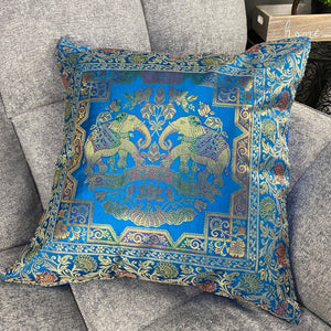 Funda de cojín de India en seda modelo elefante