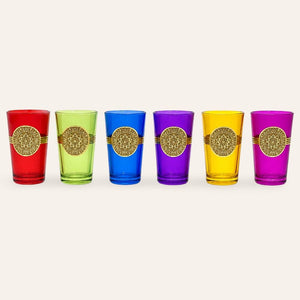 juego vasos de té árabe sol dorado