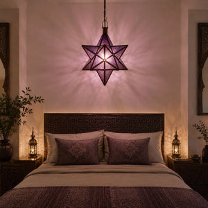Lampe étoile en cristal violet arabe C1 40x37