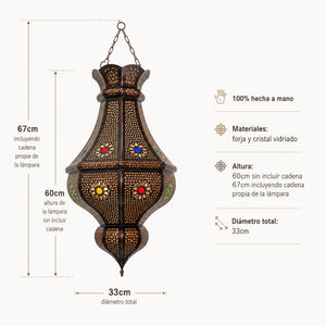 lámpara árabe octagonal de forja Alborán técnica