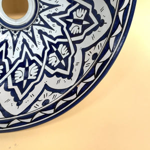 Lavabo Arabe Bleu et Blanc 40cm | Céramique Arabe de Fès
