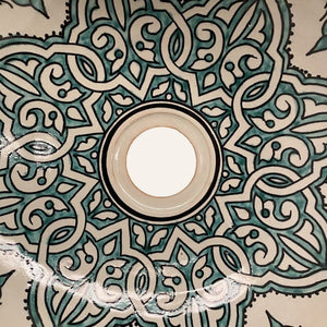 lavabo árabe floral turquesa 40cm pintado