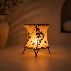 portavelas marroquí piel natural 14cm