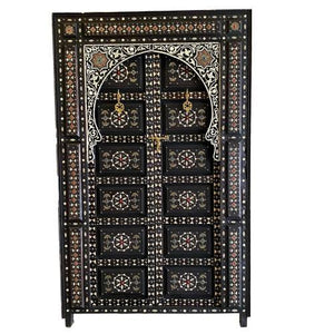 Puerta árabe de madera tallada a mano con hueso