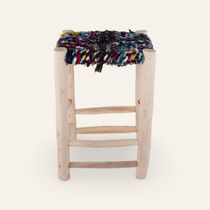 taburete marroquí madera multicolor esparto