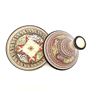 Tajín marroquí labrado blanco abierto