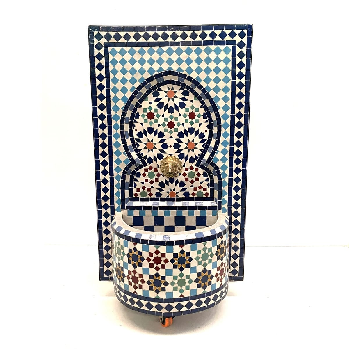 Fontaine arabe en carrelage sculpté à la main multicolore 90x50