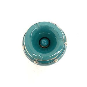 Cendrier marocain en céramique et alpaga turquoise 12x9