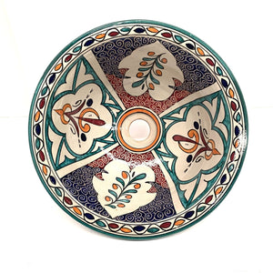 Lavabo arabe en céramique florale 35cm