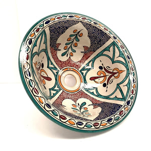 Lavabo arabe en céramique florale 35cm