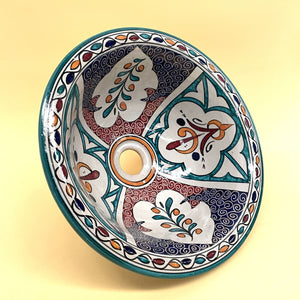 Lavabo arabe en céramique florale 35cm
