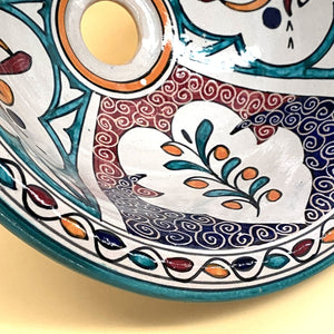 Lavabo arabe en céramique florale 35cm