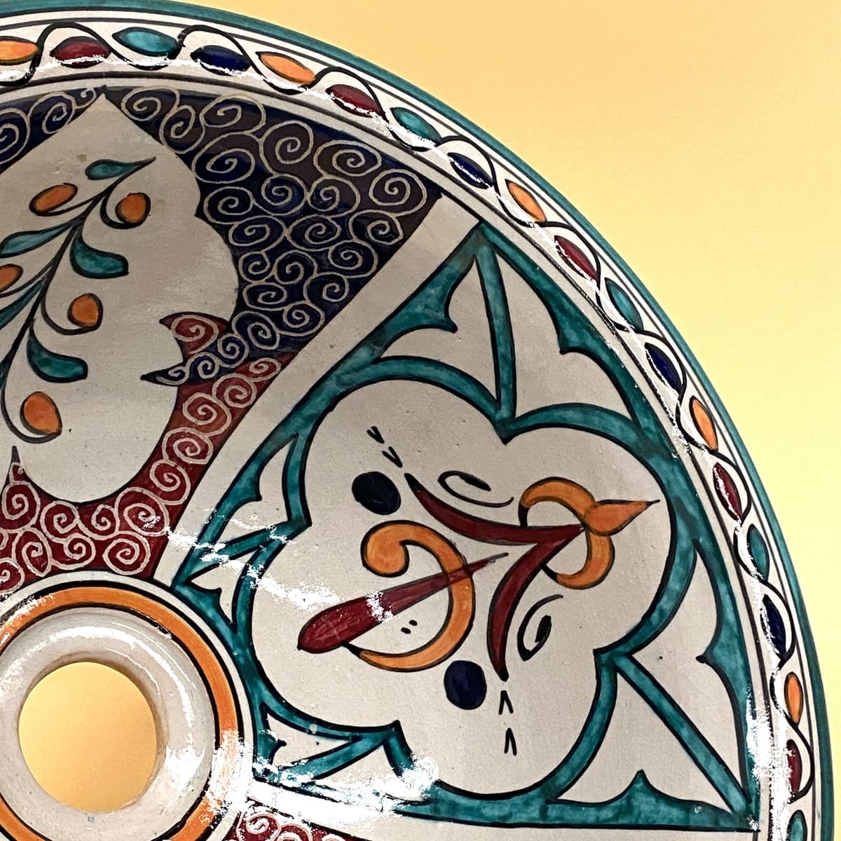 Lavabo arabe en céramique florale 35cm