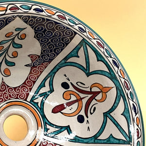 Lavabo arabe en céramique florale 35cm