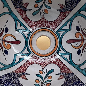 Lavabo arabe en céramique florale 35cm