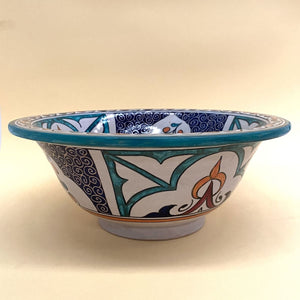 Lavabo arabe en céramique florale 35cm
