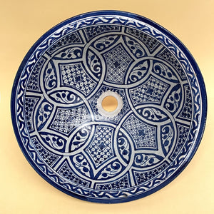 Vasque marocaine en céramique de Fès 40cm