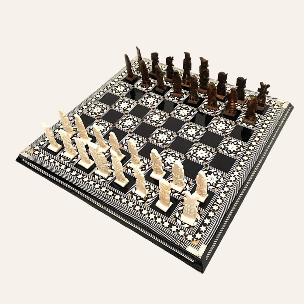 ajedrez taracea egipto artesanal tablero