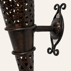 Torche murale marocaine en fer forgé avec motif étoile