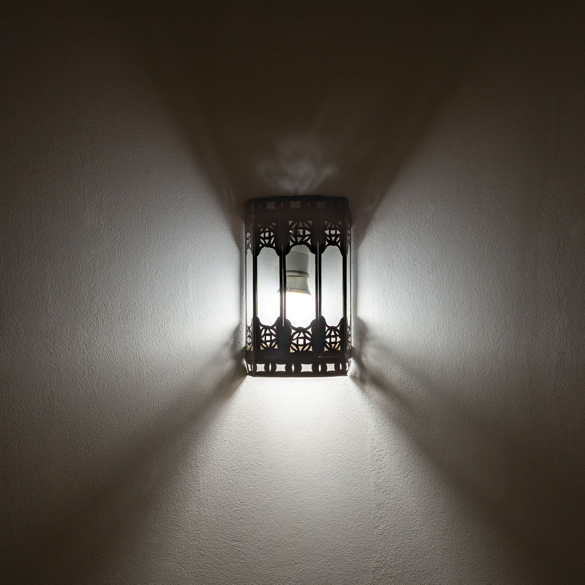 Applique arabe en verre transparent et fer forgé 22cm