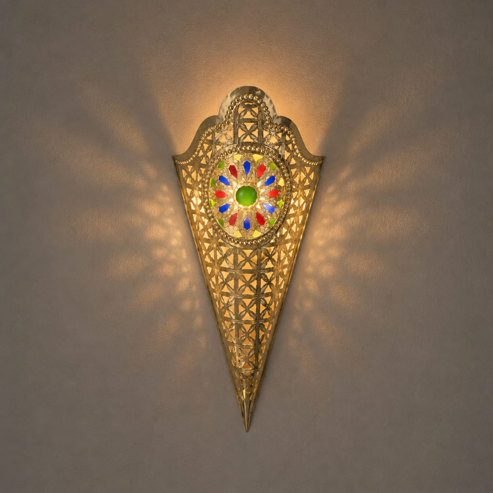 aplique árabe latón dorado encendido