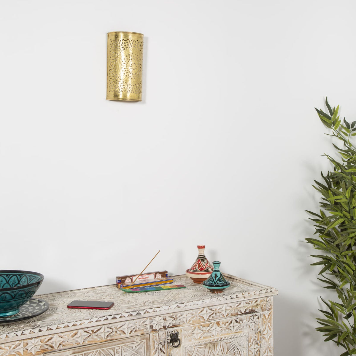 aplique marroquí dorado latón escenario