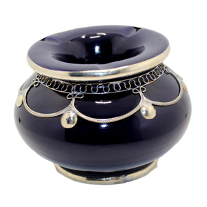 Cenicero árabe de cerámica y alpaca