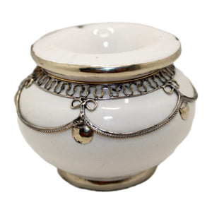 Cenicero árabe de cerámica y alpaca