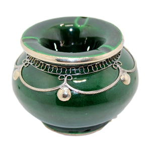 Cenicero árabe de cerámica y alpaca