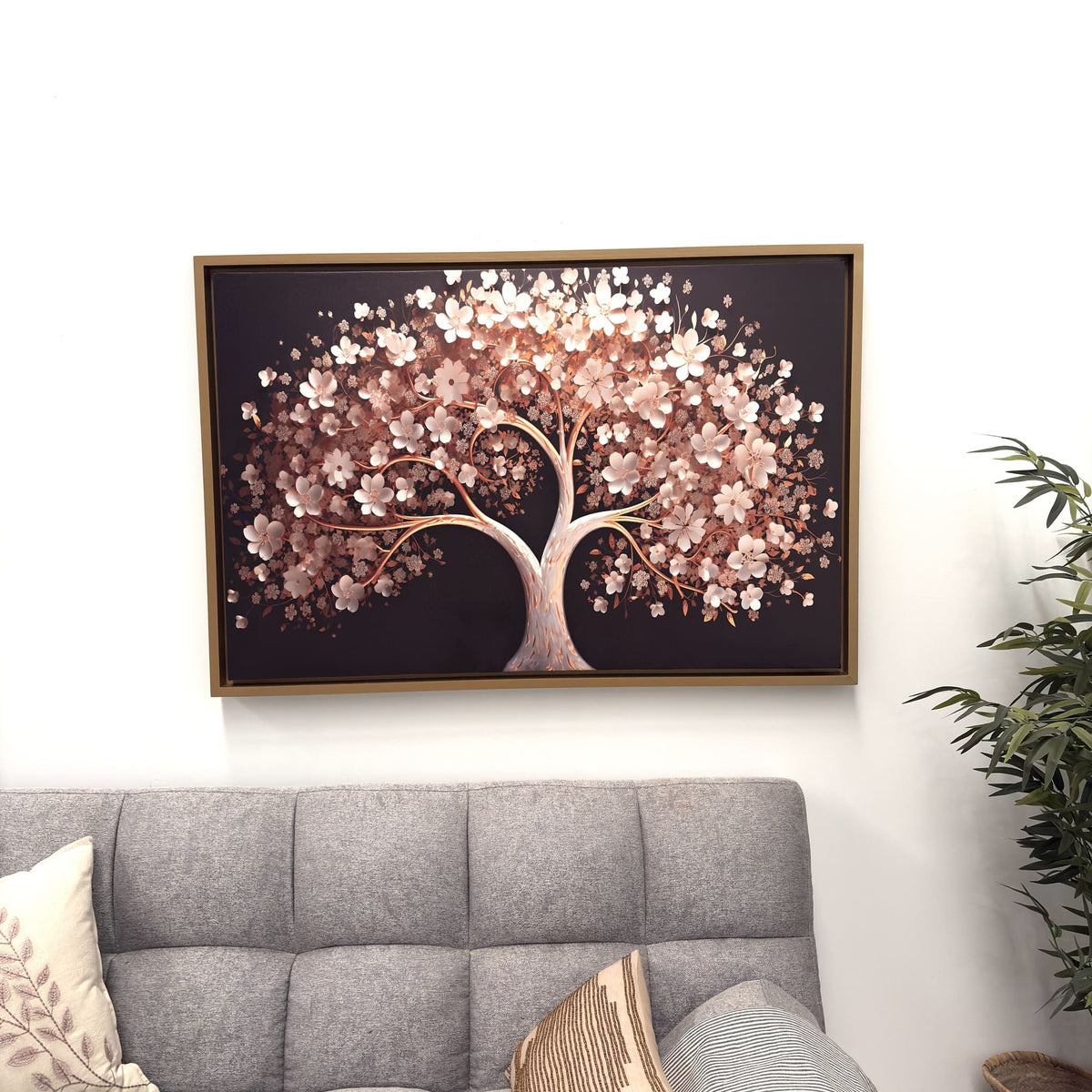 cuadro árbol blanco flores detalle