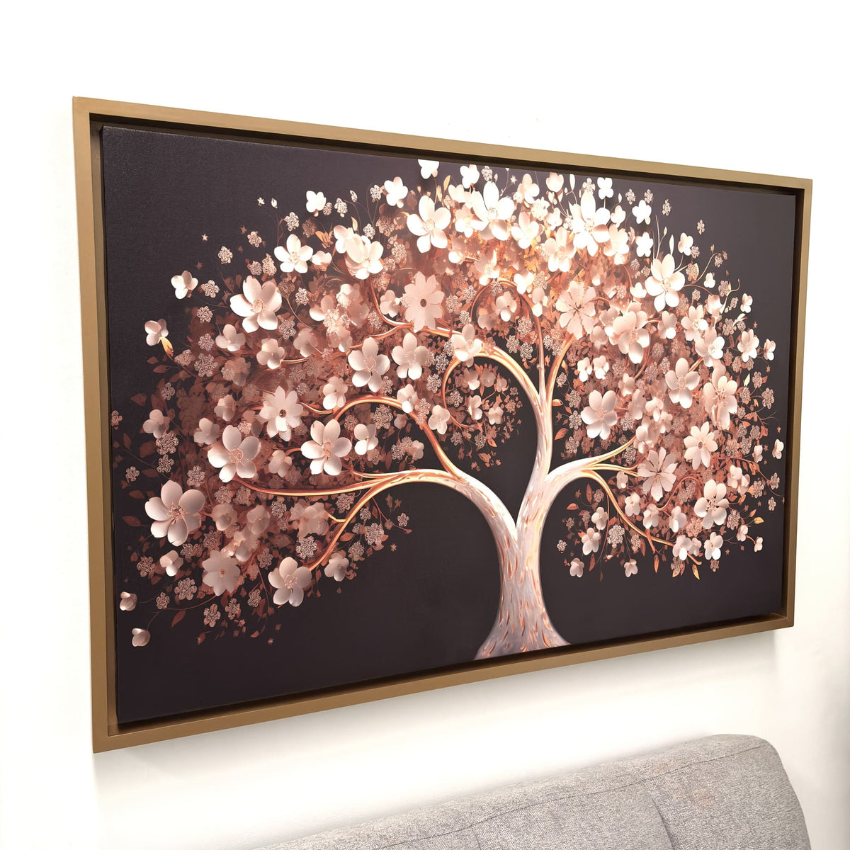 cuadro árbol blanco flores