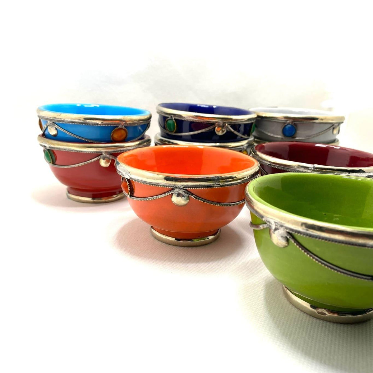 Cuenco marroquí de cerámica y alpaca mini