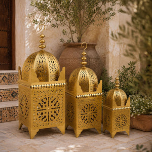 farol árabe de forja oro jardin
