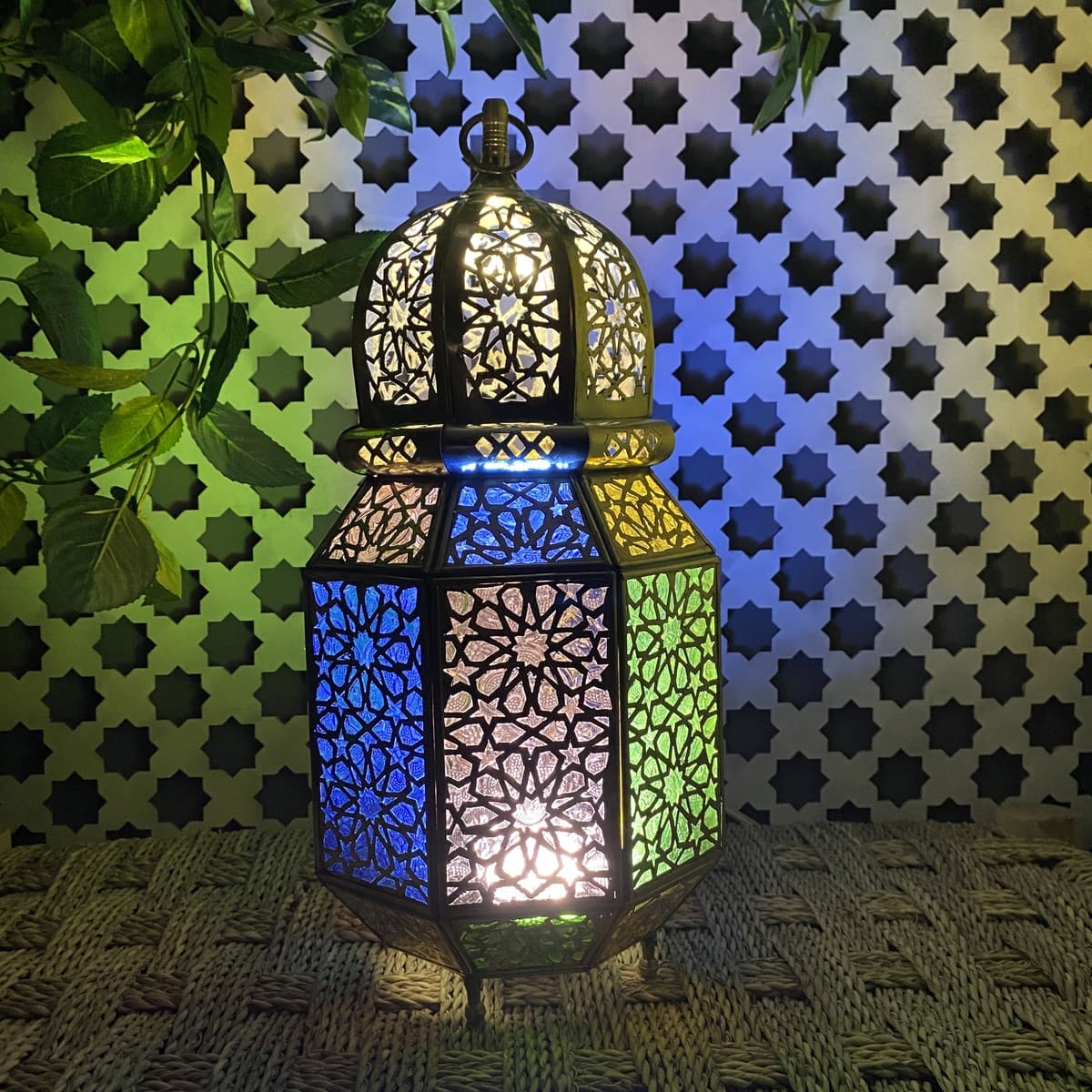 Lanterne octogonale arabe en laiton 38 cm | Lampes arabes