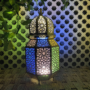 Lanterne octogonale arabe en laiton 38 cm | Lampes arabes