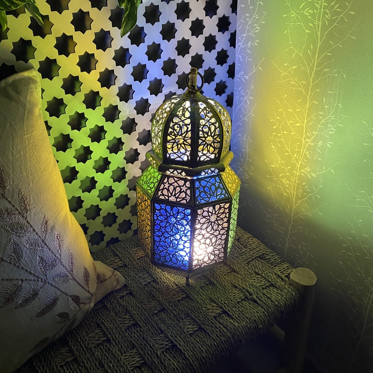 Lanterne octogonale arabe en laiton 38 cm | Lampes arabes
