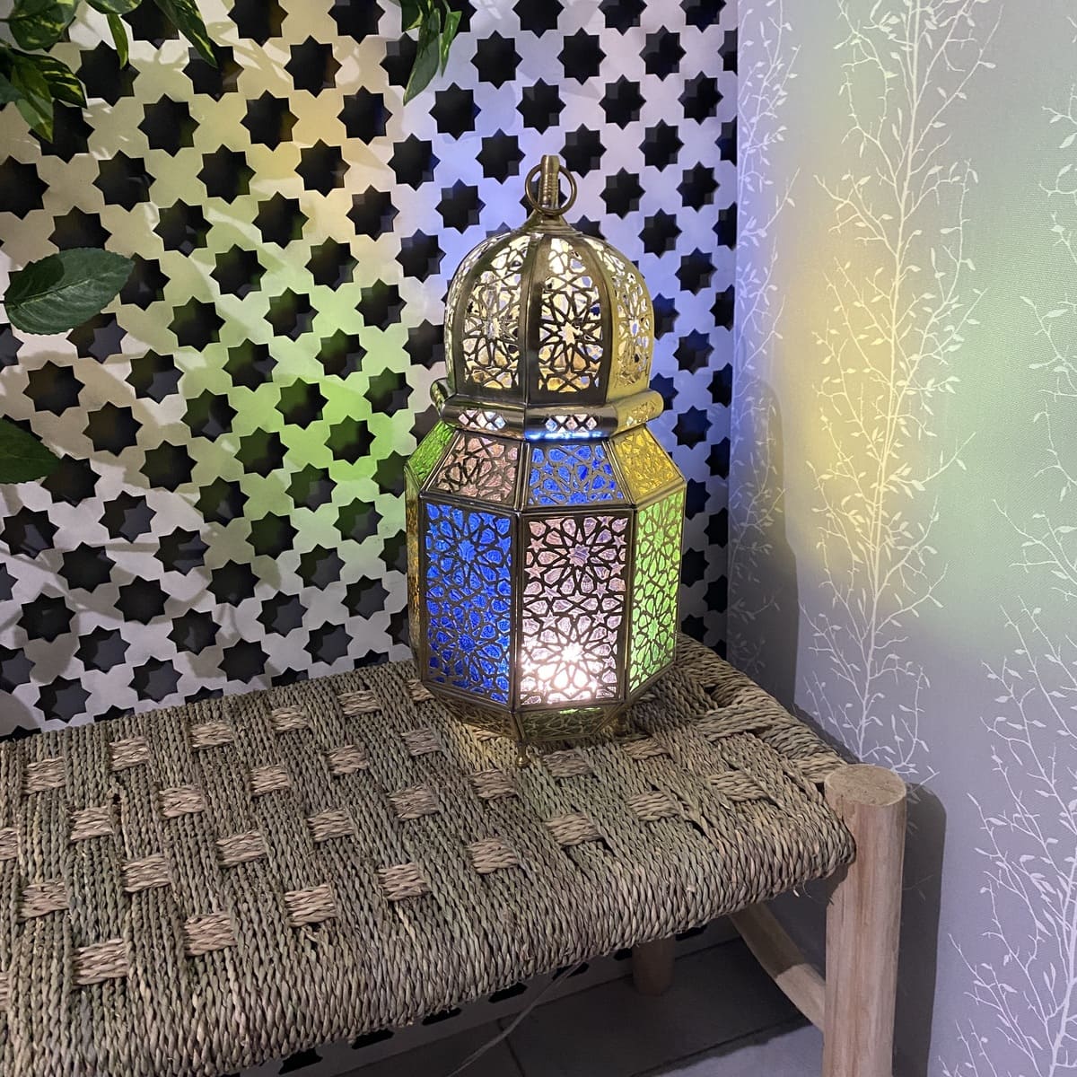 Lanterne octogonale arabe en laiton 38 cm | Lampes arabes