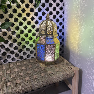 Lanterne octogonale arabe en laiton 38 cm | Lampes arabes