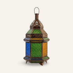 farol árabe multicolor vidriado MS5 detalle