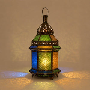 farol árabe multicolor vidriado proyección