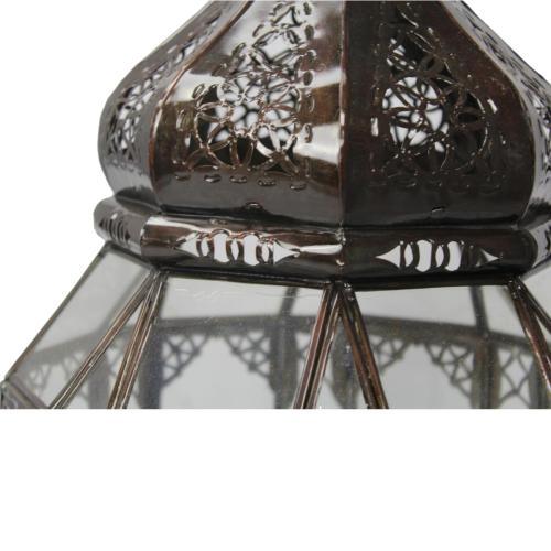 Farol marroquí octogonal de forja y cristal