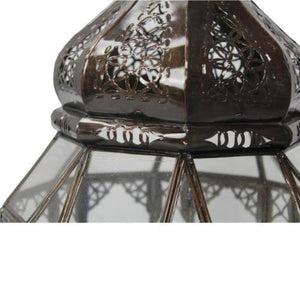 Farol marroquí octogonal de forja y cristal