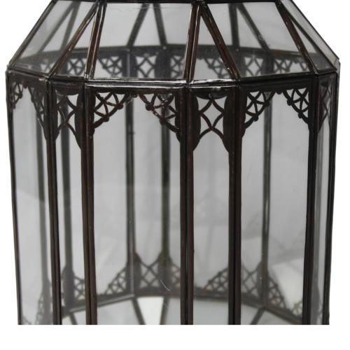 Farol marroquí octogonal de forja y cristal