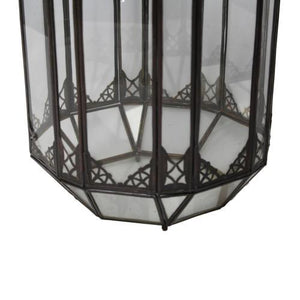 Farol marroquí octogonal de forja y cristal