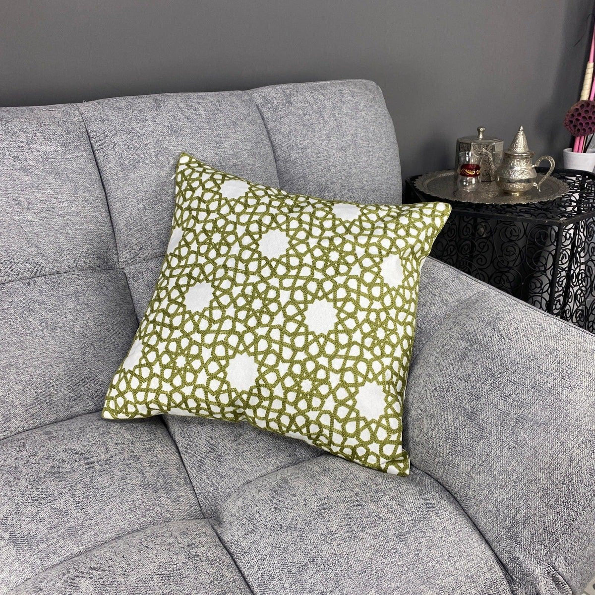 Funda de cojín árabe Estrella pistacho MK5