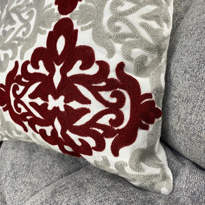 Funda de cojín árabe floral gris y granate MK10