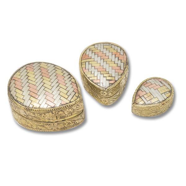 Juego de 3 joyeros lágrima de cobre trenzado